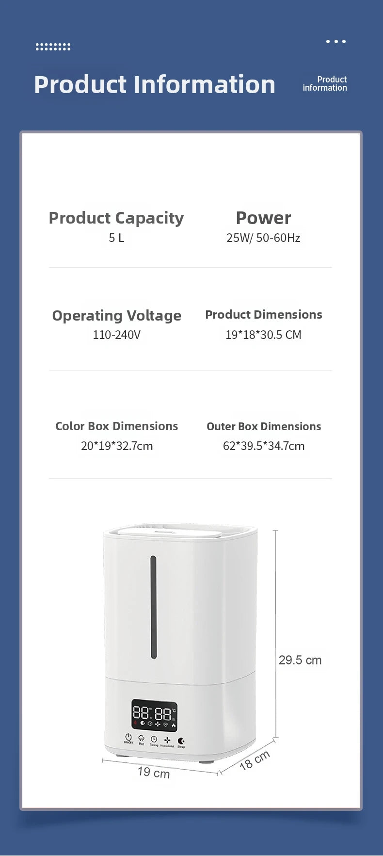 5L Humidifier With Air Purifier Top Fill Water Tank No Leak Cool Mist Humidifier With Filter Humidifier For Dry Skin and Allergies