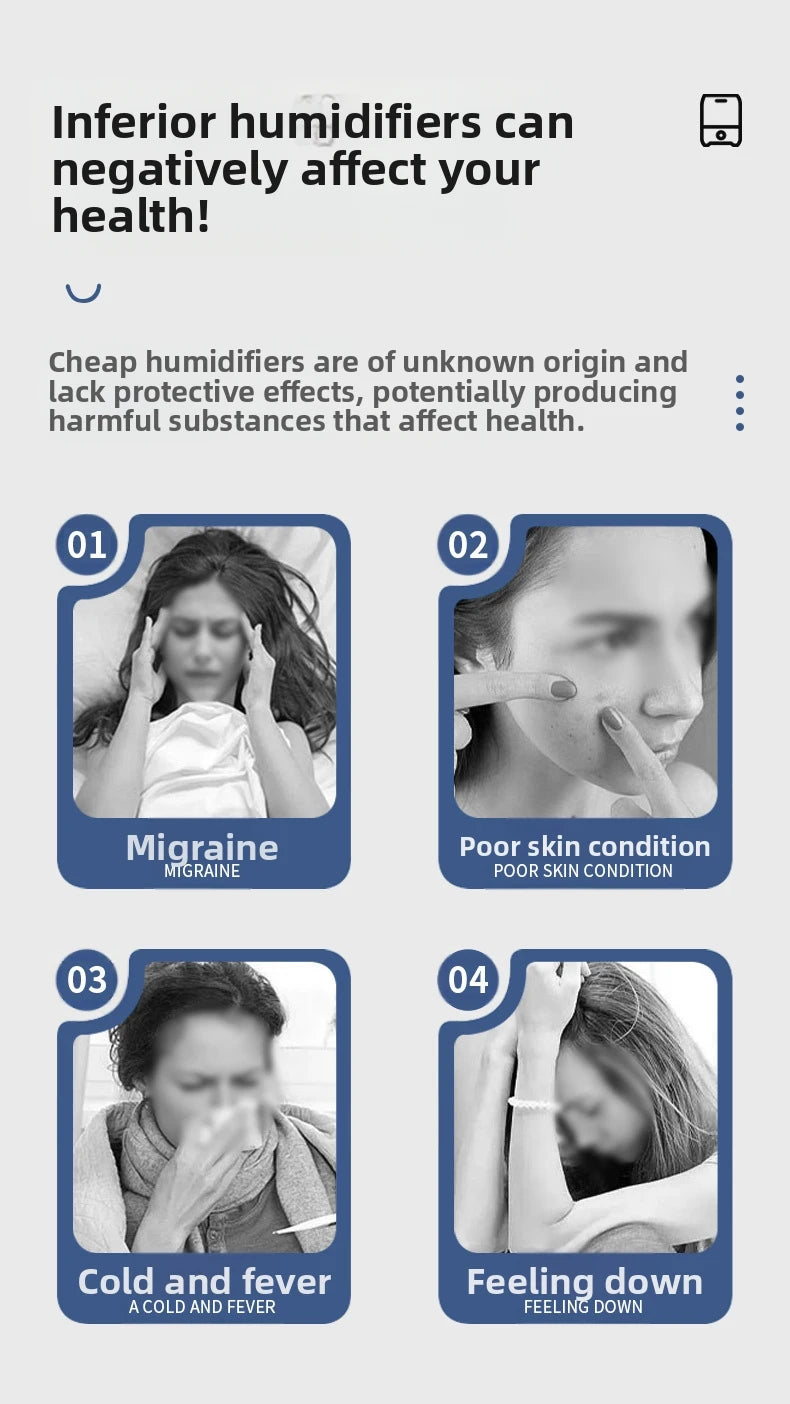 5L Humidifier With Air Purifier Top Fill Water Tank No Leak Cool Mist Humidifier With Filter Humidifier For Dry Skin and Allergies